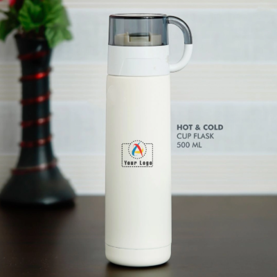 Buy Stainless Steel Hot and Cold Flask - White in bulk for Corporate Gifting | Corporate Gyft