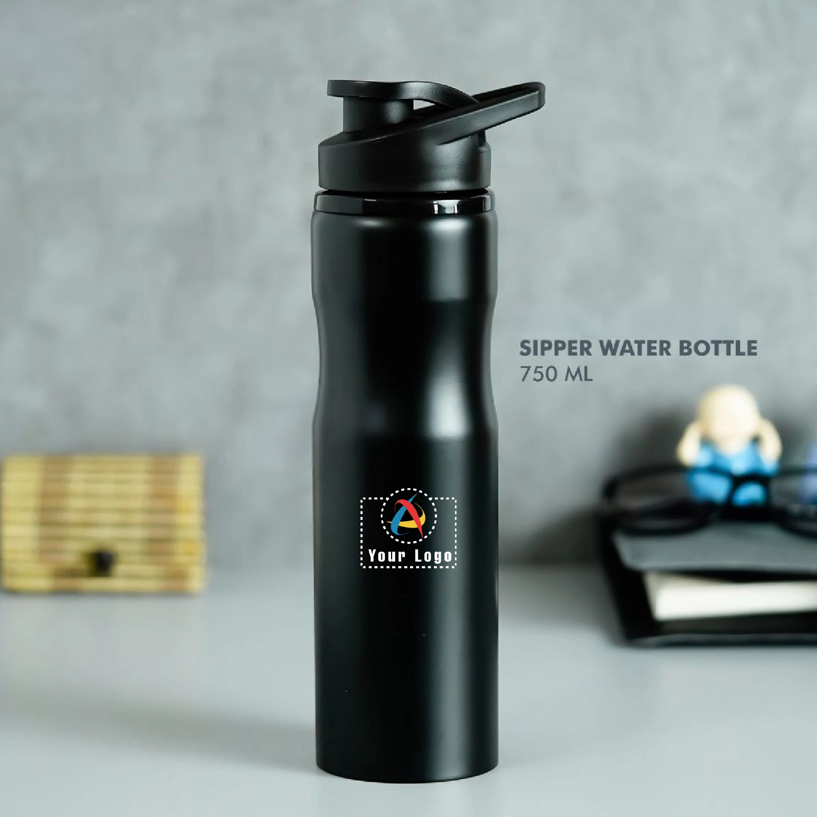 Buy Travel Stainless Steel Bottle - Black in bulk for Corporate Gifting | Corporate Gyft