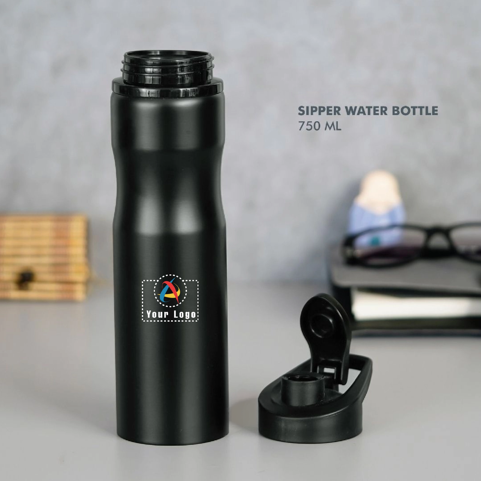 Buy Travel Stainless Steel Bottle - Black in bulk for Corporate Gifting | Corporate Gyft