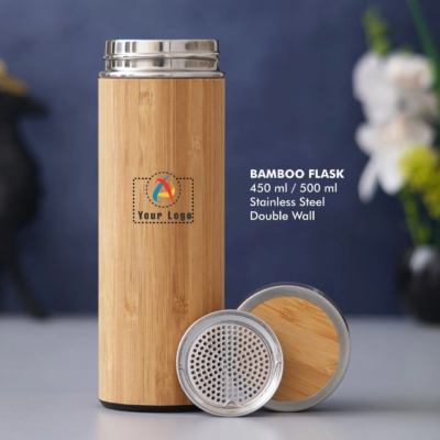 Buy Stainless Steel Bamboo Bottle in bulk for Corporate Gifting | Corporate Gyft