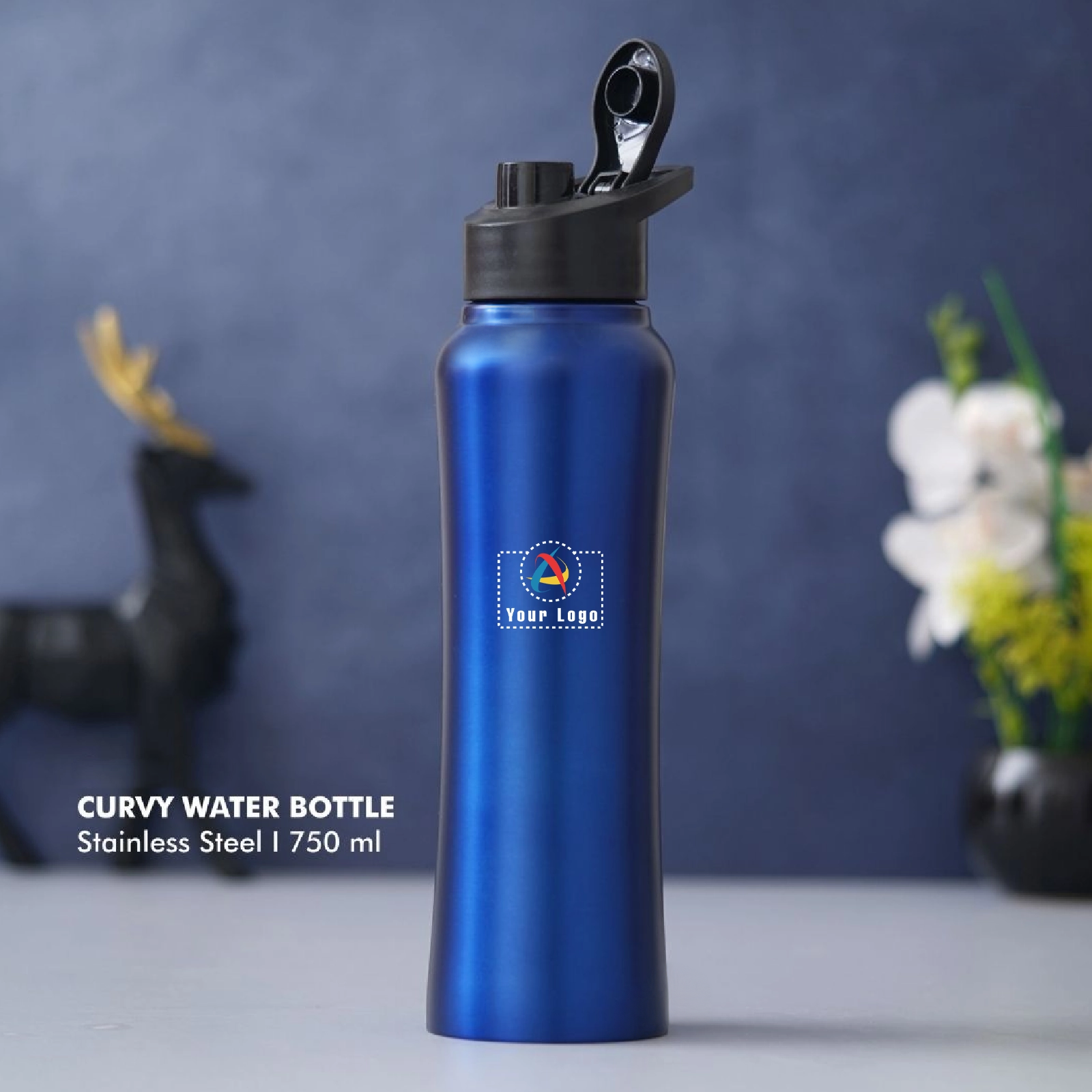 Stainless Steel Curvy Sipper - Blue Buy Stainless Steel Curvy Sipper - Blue in bulk for Corporate Gifting | Corporate Gyft