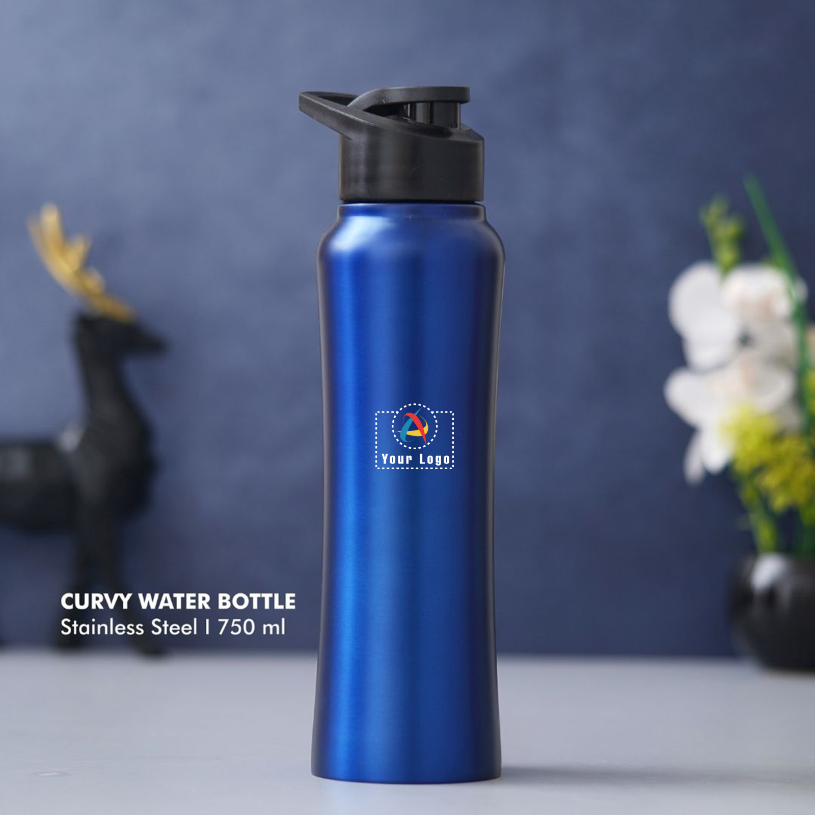 Stainless Steel Curvy Sipper - Blue Buy Stainless Steel Curvy Sipper - Blue in bulk for Corporate Gifting | Corporate Gyft