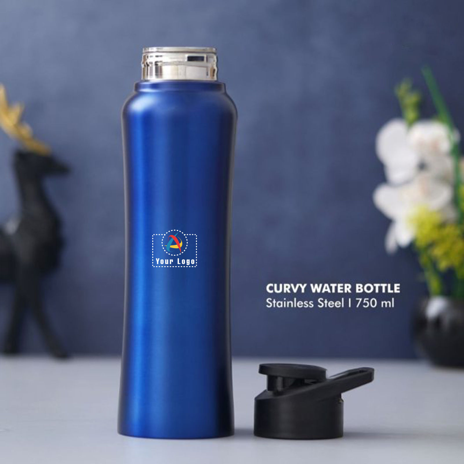 Stainless Steel Curvy Sipper - Blue Buy Stainless Steel Curvy Sipper - Blue in bulk for Corporate Gifting | Corporate Gyft