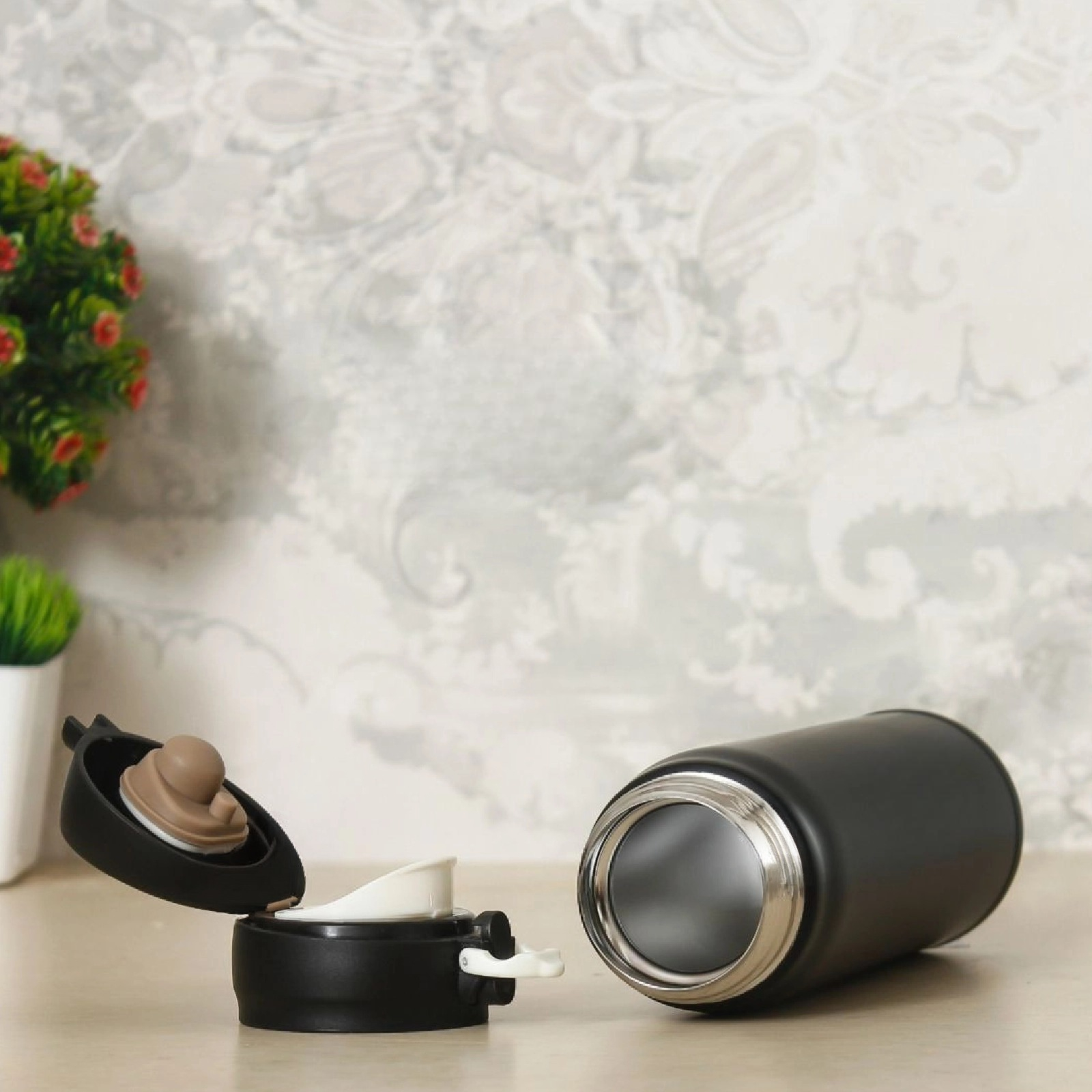 Buy Push Button Stainless Steel Insulated Bottle - Black in bulk for Corporate Gifting | Corporate Gyft