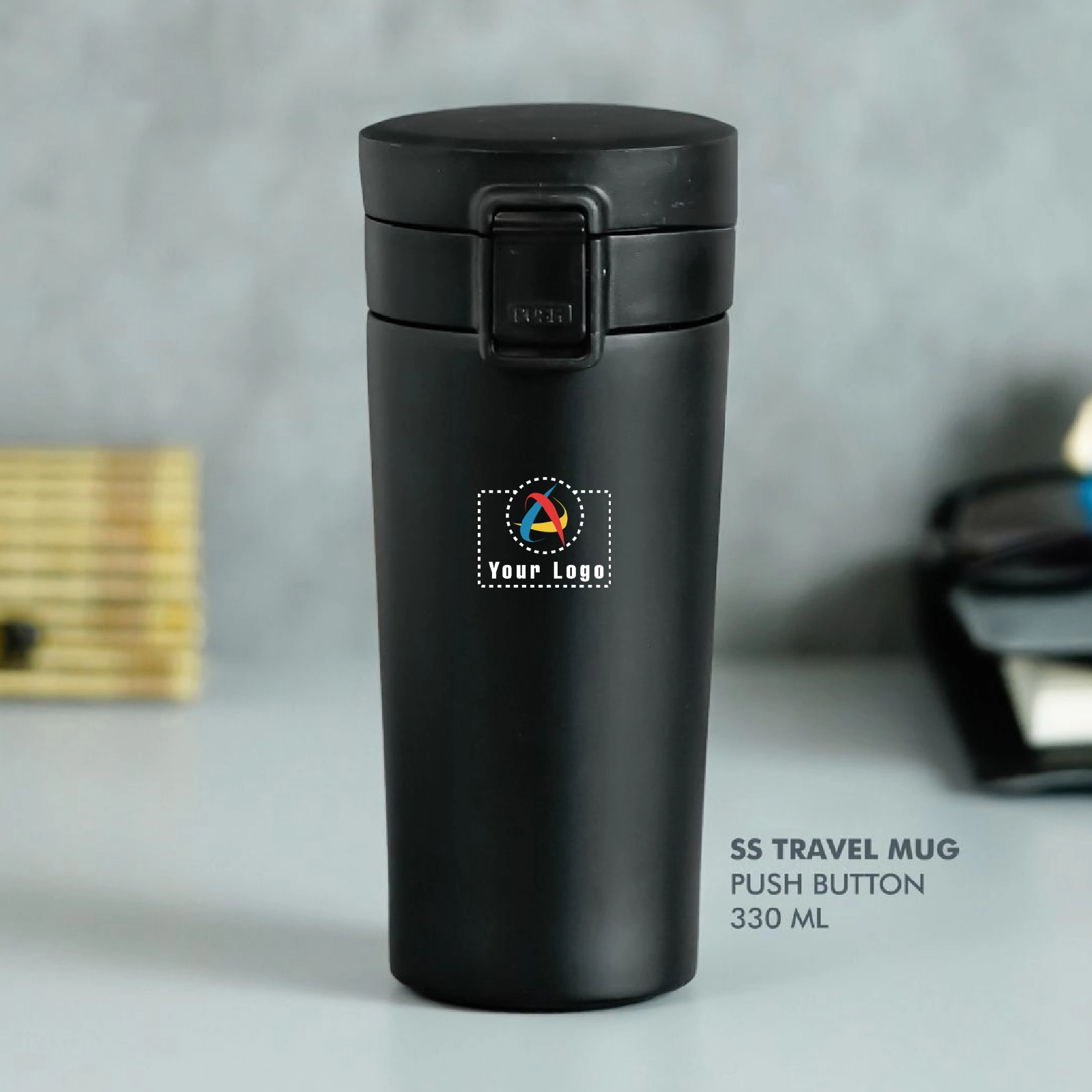 Buy Stainless Steel Push Button Mug in bulk for Corporate Gifting | Corporate Gyft