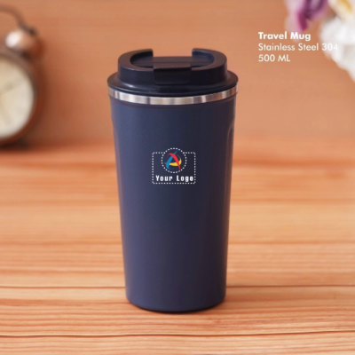 Buy Blue Push Button Travel Mug in bulk for Corporate Gifting | Corporate Gyft