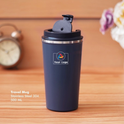 Buy Blue Push Button Travel Mug in bulk for Corporate Gifting | Corporate Gyft