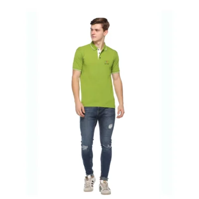 Buy Highline Polo T-Shirt in Apple Green and White in bulk for Corporate Gifting | Corporate Gyft