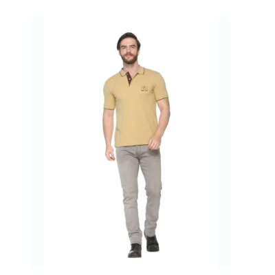 Buy Highline Polo T-Shirt in Beige and Brown in bulk for Corporate Gifting | Corporate Gyft