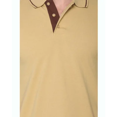 Buy Highline Polo T-Shirt in Beige and Brown in bulk for Corporate Gifting | Corporate Gyft