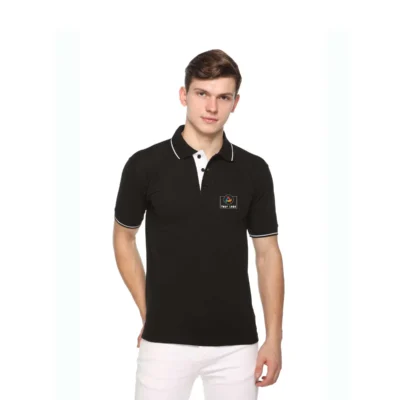 Buy Highline Polo T-Shirt in Black and White in bulk for Corporate Gifting | Corporate Gyft