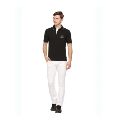 Buy Highline Polo T-Shirt in Black and White in bulk for Corporate Gifting | Corporate Gyft