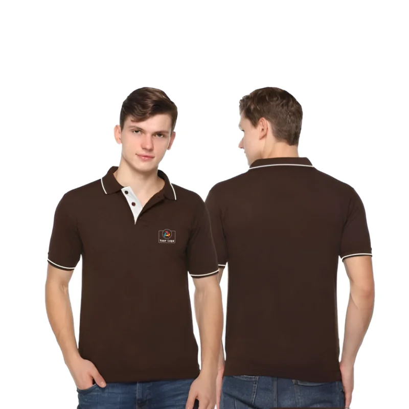 Buy Highline Polo T-Shirt in Brown and White in bulk for Corporate Gifting | Corporate Gyft
