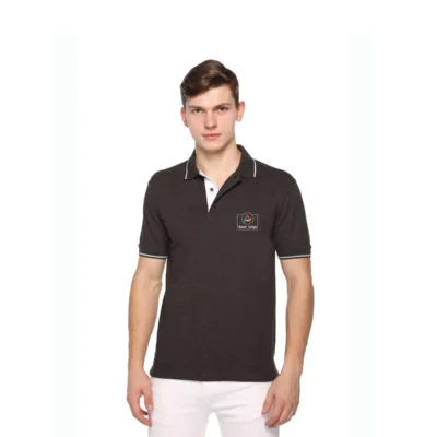Buy Highline Polo T-Shirt in Charcoal Grey and White in bulk for Corporate Gifting | Corporate Gyft