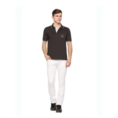 Buy Highline Polo T-Shirt in Charcoal Grey and White in bulk for Corporate Gifting | Corporate Gyft