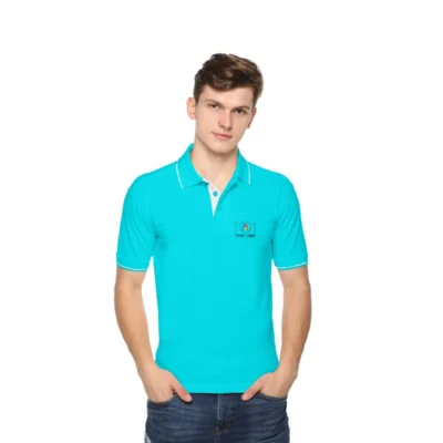 Buy Highline Polo T-Shirt in Sky Blue and White in bulk for Corporate Gifting | Corporate Gyft