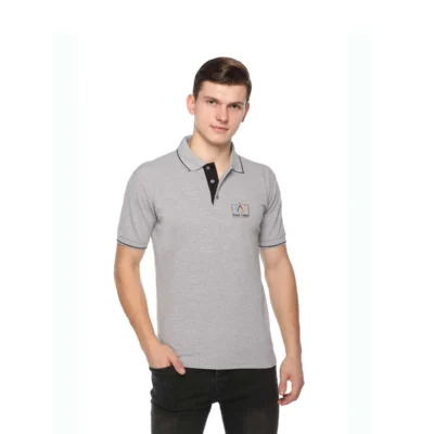 Buy Highline Polo T-Shirt in Grey and Black in bulk for Corporate Gifting | Corporate Gyft