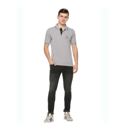 Buy Highline Polo T-Shirt in Grey and Black in bulk for Corporate Gifting | Corporate Gyft