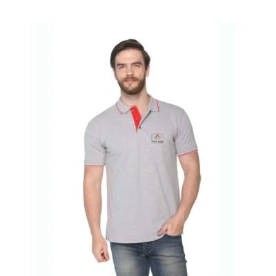 Buy Highline Polo T-Shirt in Grey and Red in bulk for Corporate Gifting | Corporate Gyft