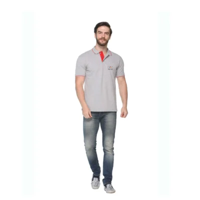 Buy Highline Polo T-Shirt in Grey and Red in bulk for Corporate Gifting | Corporate Gyft