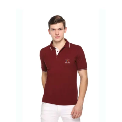 Buy Highline Polo T-Shirt in Maroon and White in bulk for Corporate Gifting | Corporate Gyft