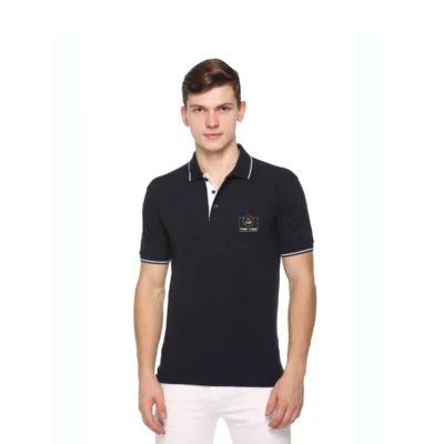 Buy Highline Polo T-Shirt in Navy Blue and White in bulk for Corporate Gifting | Corporate Gyft