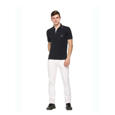 Buy Highline Polo T-Shirt in Navy Blue and White in bulk for Corporate Gifting | Corporate Gyft