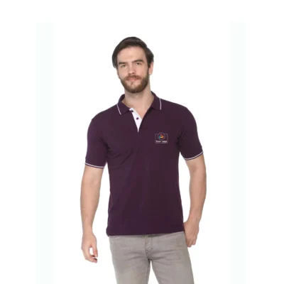 Buy Highline Polo T-Shirt in Purple and White in bulk for Corporate Gifting | Corporate Gyft