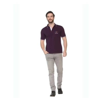 Buy Highline Polo T-Shirt in Purple and White in bulk for Corporate Gifting | Corporate Gyft