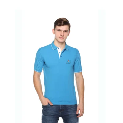 Buy Highline Polo T-Shirt in Turquoise Blue and White in bulk for Corporate Gifting | Corporate Gyft