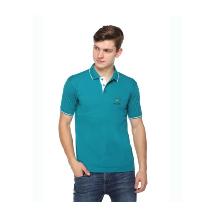 Buy Highline Polo T-Shirt in Coral Green and White in bulk for Corporate Gifting | Corporate Gyft
