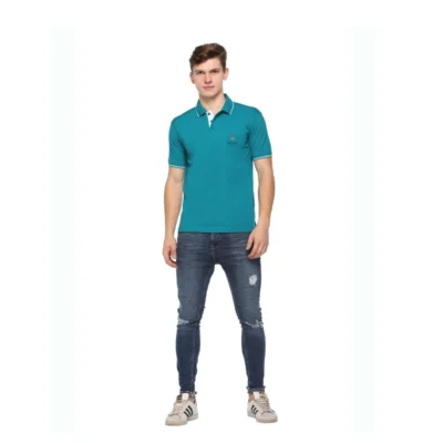 Buy Highline Polo T-Shirt in Coral Green and White in bulk for Corporate Gifting | Corporate Gyft