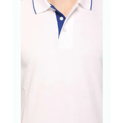 Buy Highline Polo T-Shirt in White and Royel Blue in bulk for Corporate Gifting | Corporate Gyft