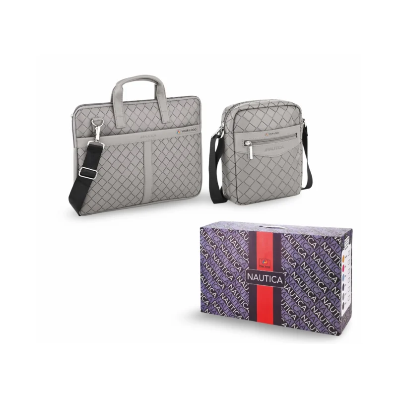 Buy Nautica Grey Laptop and Sling Bag Set in bulk for Corporate Gifting | Corporate Gyft