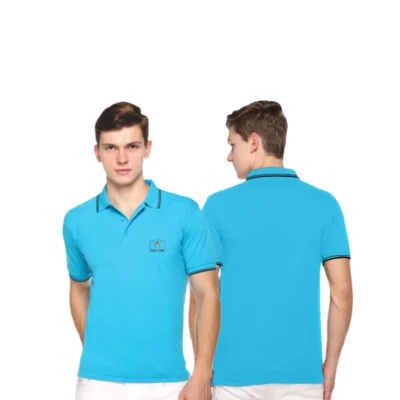 Buy Tipline Polo T-Shirt - Aqua Blue with Black in bulk for Corporate Gifting | Corporate Gyft