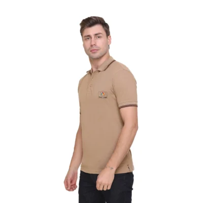 Buy Tipline Polo T-Shirt - Beige with Brown in bulk for Corporate Gifting | Corporate Gyft