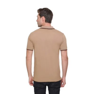 Buy Tipline Polo T-Shirt - Beige with Brown in bulk for Corporate Gifting | Corporate Gyft