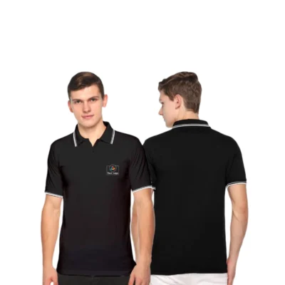 Buy Tipline Polo T-Shirt - Black with White in bulk for Corporate Gifting | Corporate Gyft