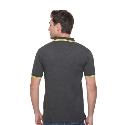 Buy Tipline Polo T-Shirt - Charcoal Grey with Yellow in bulk for Corporate Gifting | Corporate Gyft