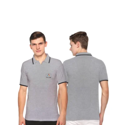 Buy Tipline Polo T-Shirt - Grey with Black in bulk for Corporate Gifting | Corporate Gyft