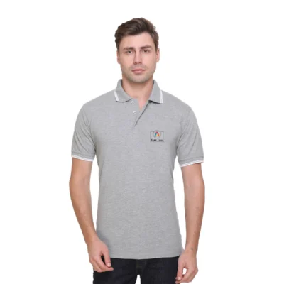 Buy Tipline Polo T-Shirt - Grey with White in bulk for Corporate Gifting | Corporate Gyft