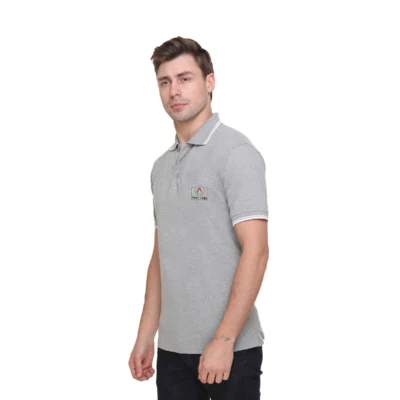 Buy Tipline Polo T-Shirt - Grey with White in bulk for Corporate Gifting | Corporate Gyft