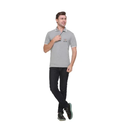 Buy Tipline Polo T-Shirt - Grey with White in bulk for Corporate Gifting | Corporate Gyft