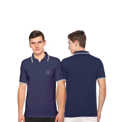 Buy Tipline Polo T-Shirt - Navy Blue with White in bulk for Corporate Gifting | Corporate Gyft