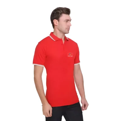 Buy Tipline Polo T-Shirt - Red with White in bulk for Corporate Gifting | Corporate Gyft