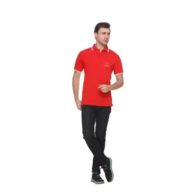 Buy Tipline Polo T-Shirt - Red with White in bulk for Corporate Gifting | Corporate Gyft