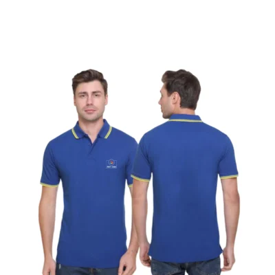 Buy Tipline Polo T-Shirt - Royal Blue with Yellow in bulk for Corporate Gifting | Corporate Gyft