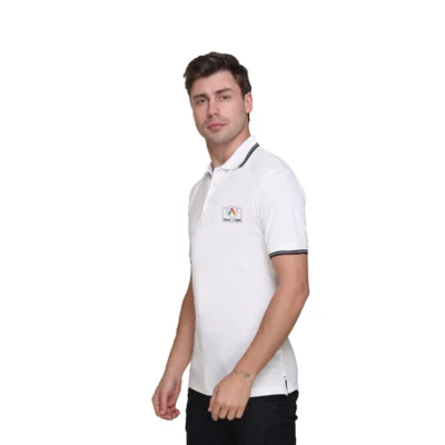 Buy Tipline Polo T-Shirt - White with Black in bulk for Corporate Gifting | Corporate Gyft