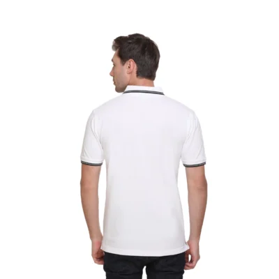 Buy Tipline Polo T-Shirt - White with Black in bulk for Corporate Gifting | Corporate Gyft