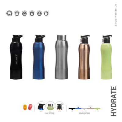 Buy Hydrate Stainless Steel Water Bottle - Black in bulk for Corporate Gifting | Corporate Gyft